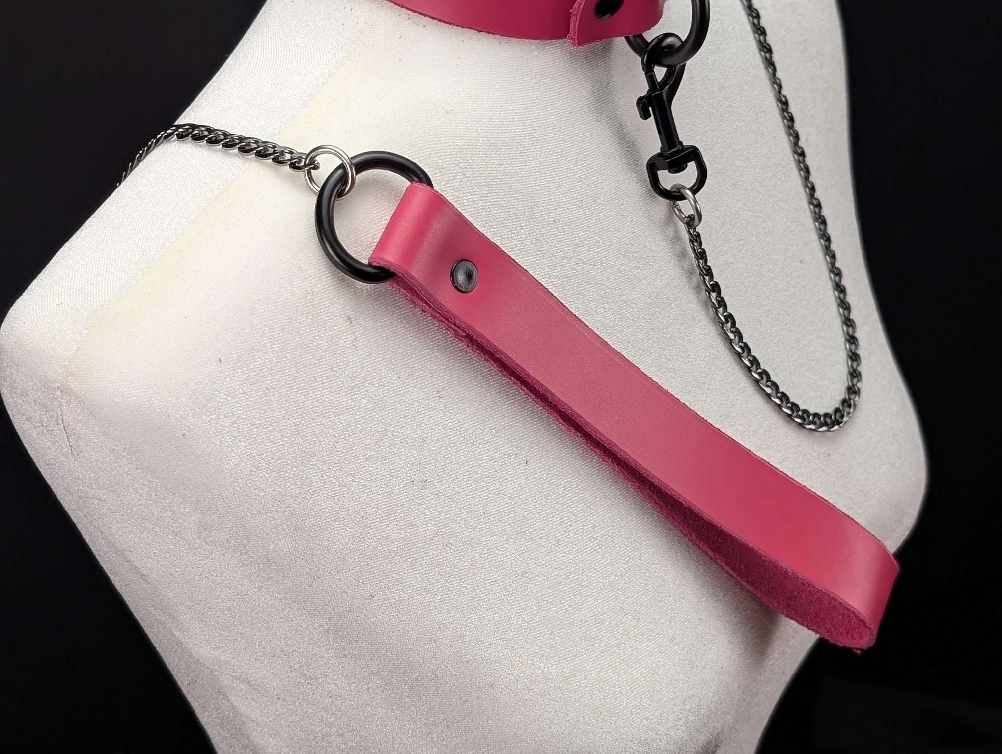 Latigo Leather Handle Chain Leash
