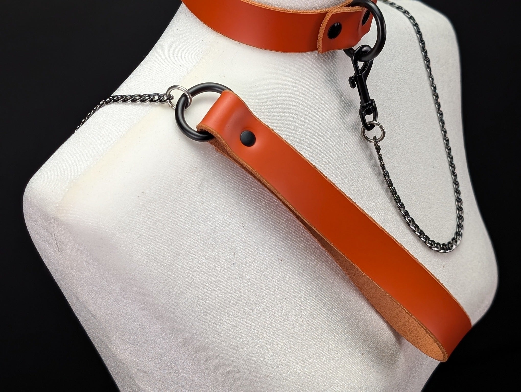 Latigo Leather Handle Chain Leash