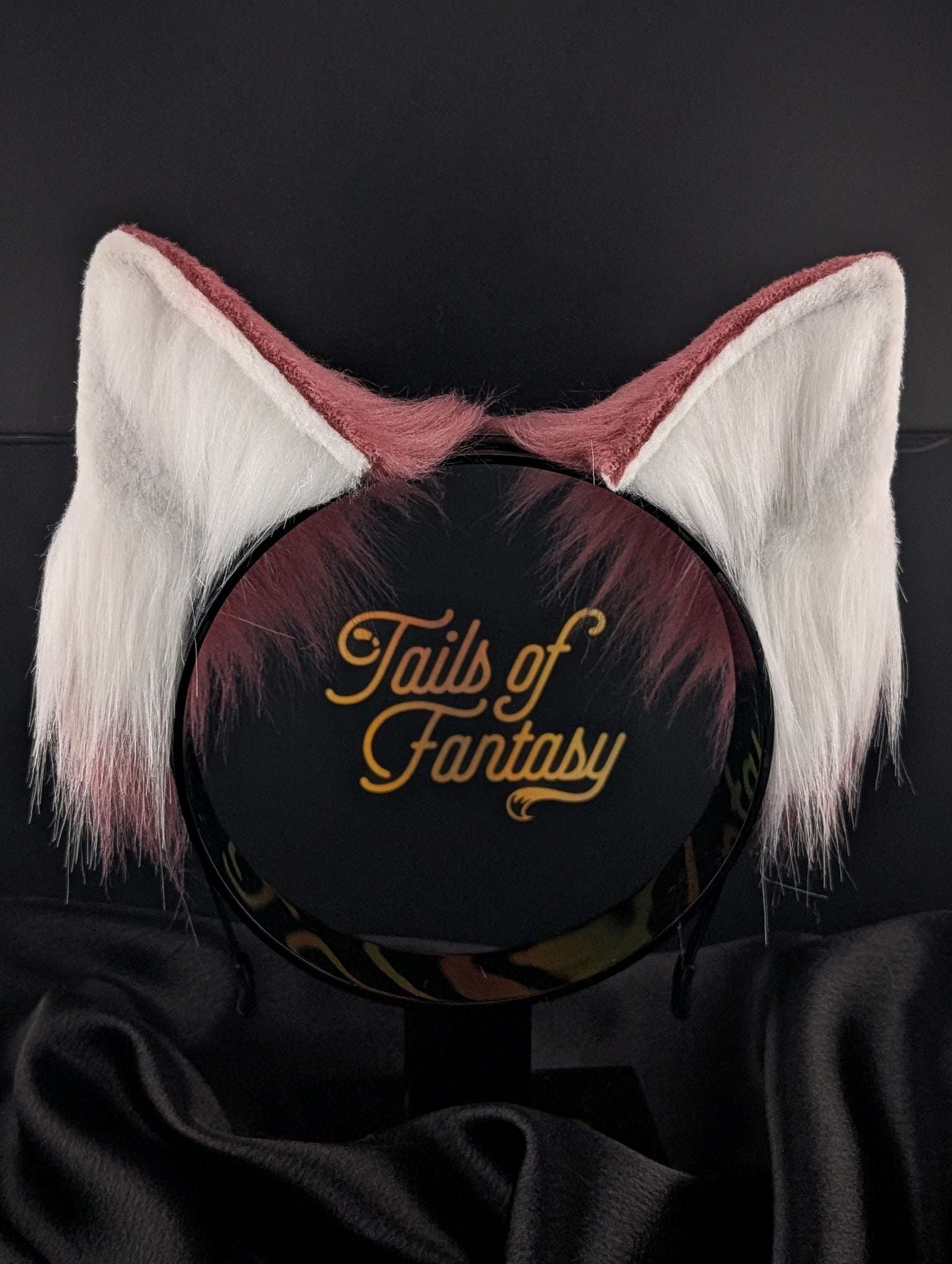 rose-pink-fox-ears fox ears headband in pink for cosplay, furry fandom and costume wear