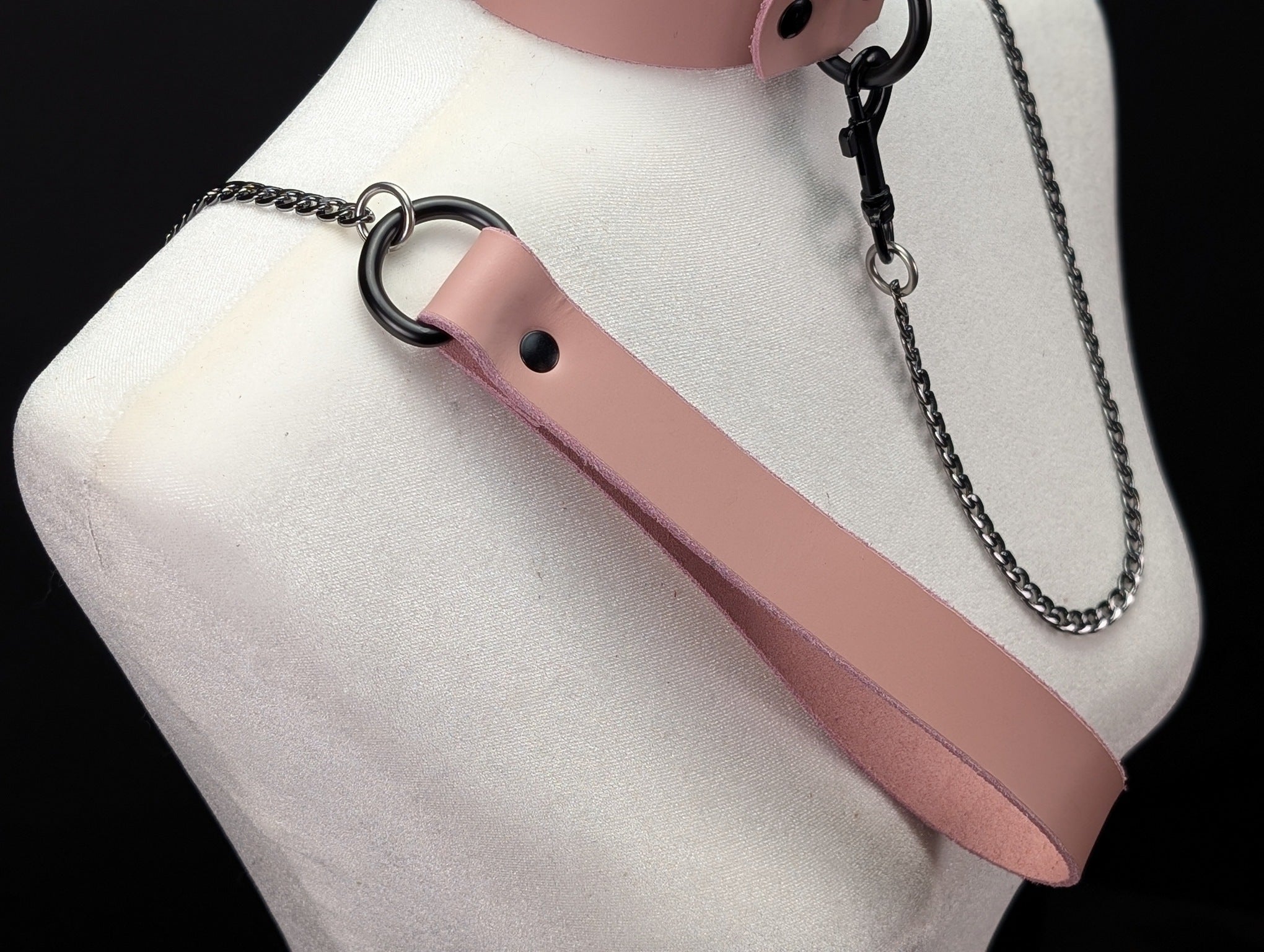 Latigo Leather Handle Chain Leash