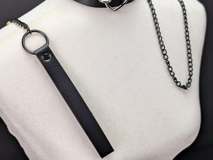 Faux Leather Handle Chain Leash