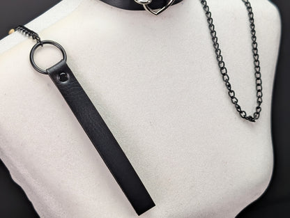 Faux Leather Handle Chain Leash