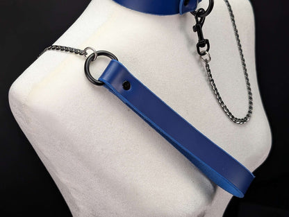 Latigo Leather Handle Chain Leash