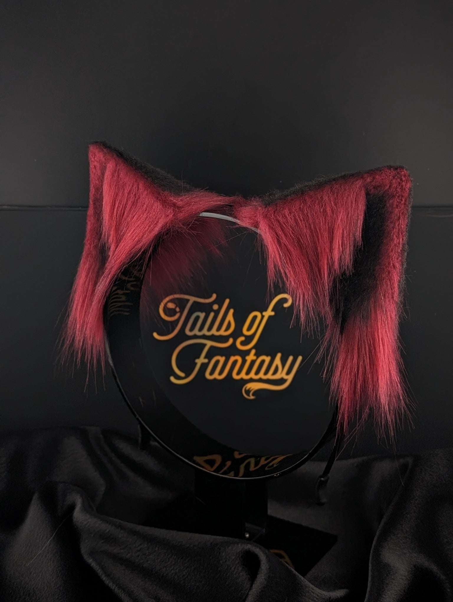 dark-fuchsia-cat-ears-1 cat ears headband for cosplay, furry fandom and costume wear