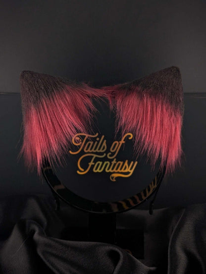 dark-fuchsia-cat-ears-1 cat ears headband for cosplay, furry fandom and costume wear