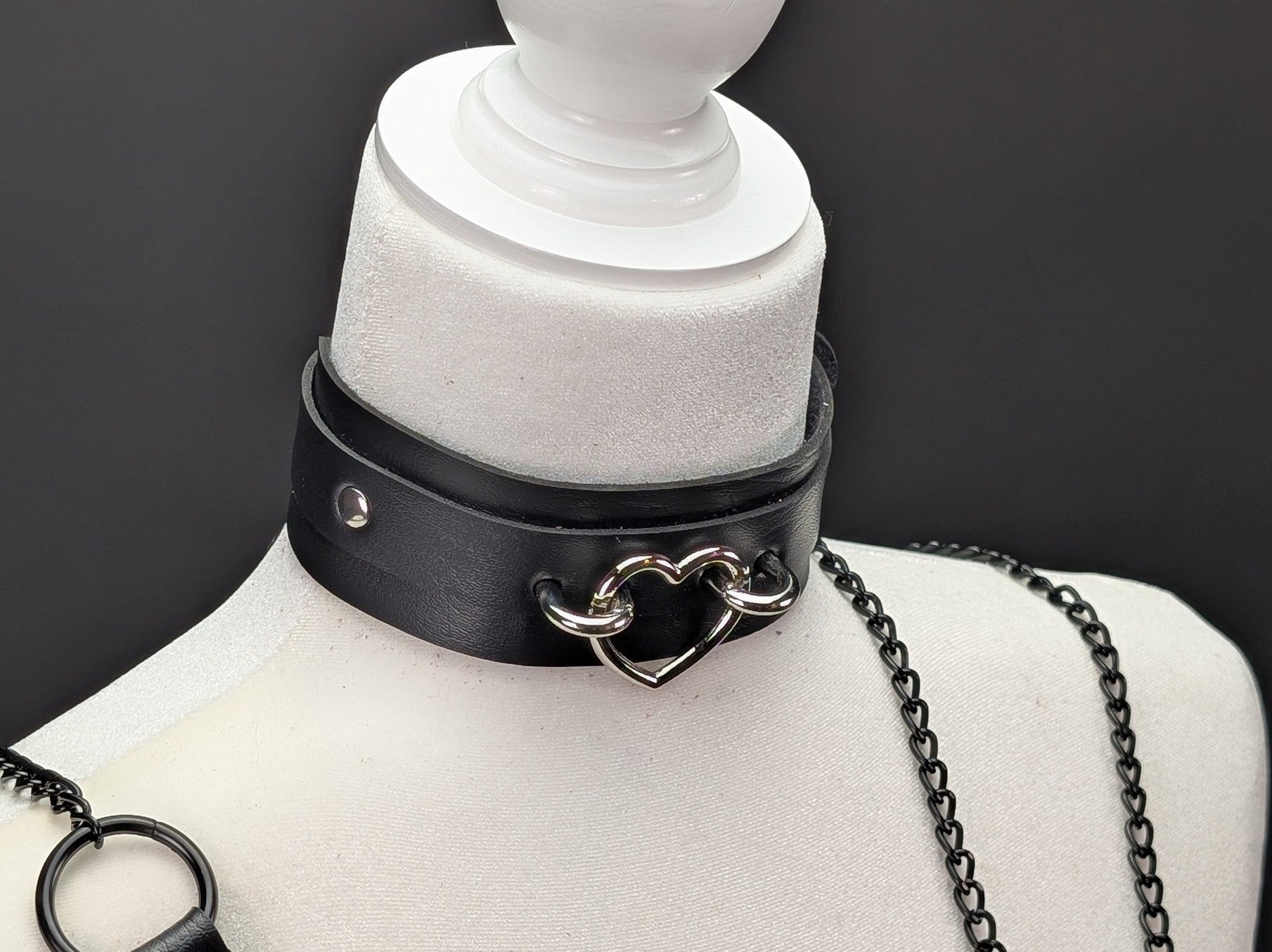 Faux Leather Heart Collar