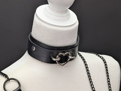 Faux Leather Heart Collar