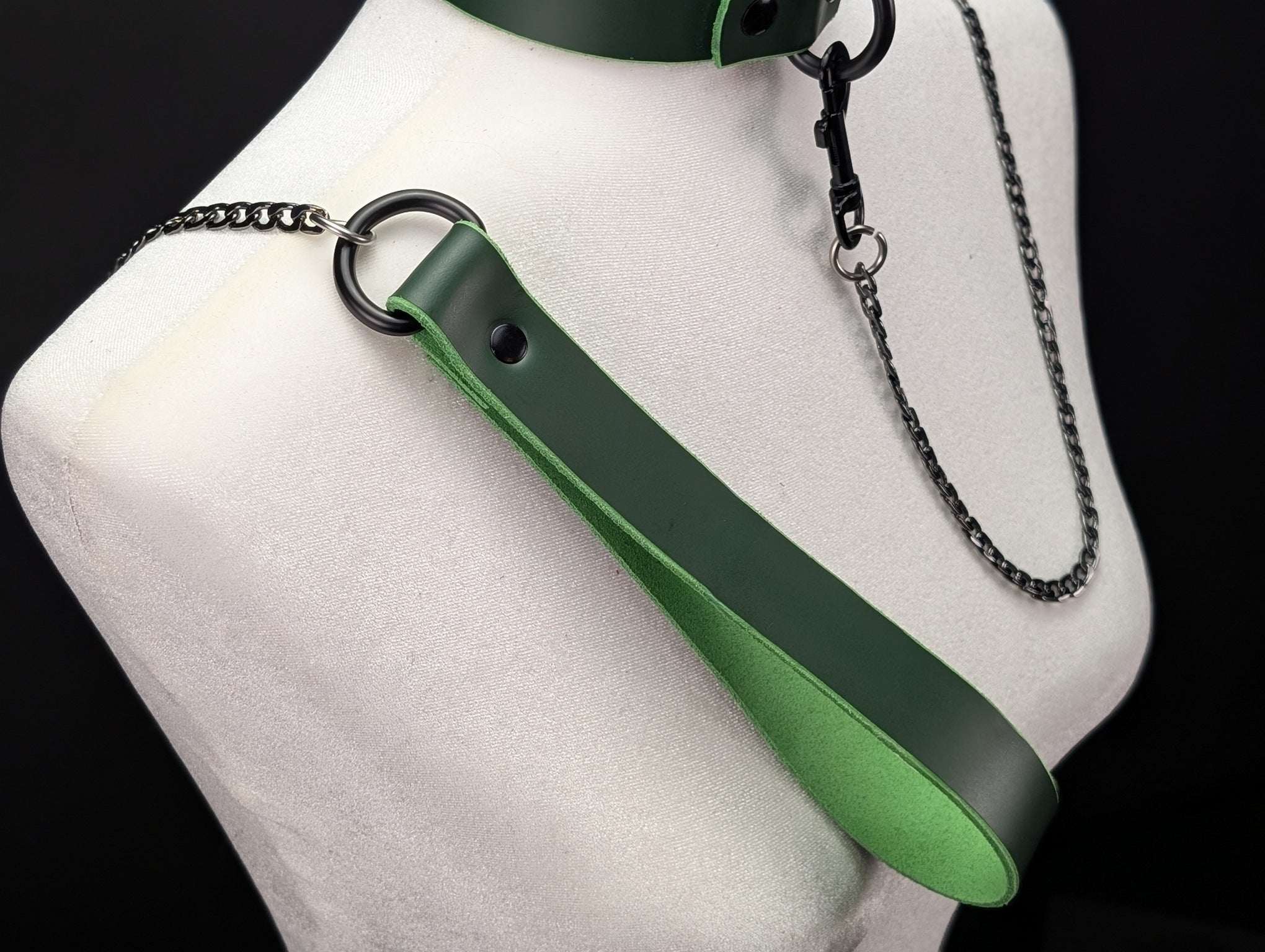 Latigo Leather Handle Chain Leash