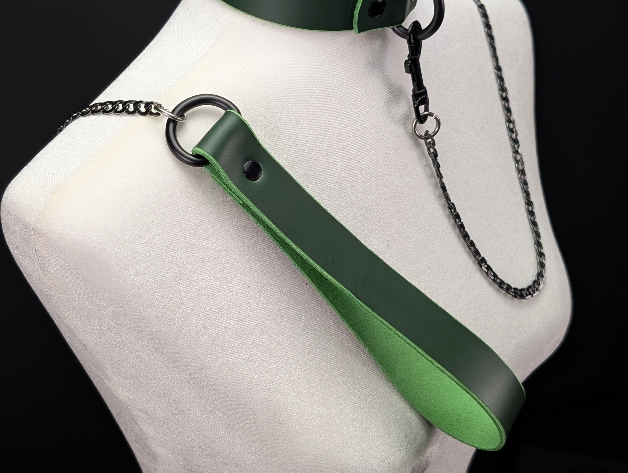 Latigo Leather Handle Chain Leash