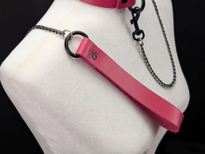 Latigo Leather Handle Chain Leash