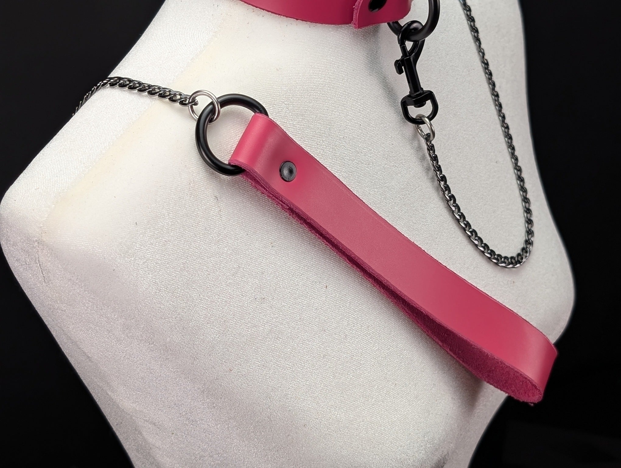 Latigo Leather Handle Chain Leash