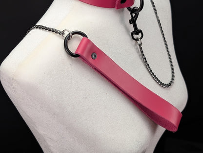 Latigo Leather Handle Chain Leash