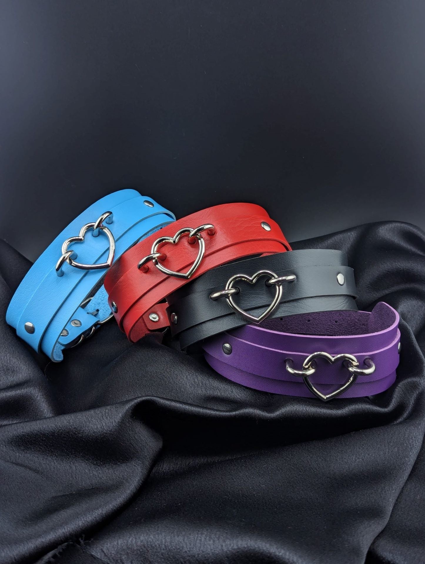 Faux Leather Heart Collar