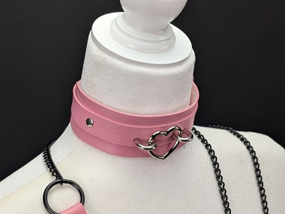 Faux Leather Heart Collar