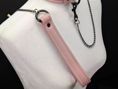 Tri-Fold Leather Handle Chain Leash