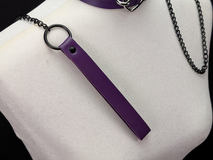 Faux Leather Handle Chain Leash