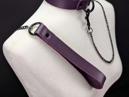 Latigo Leather Handle Chain Leash