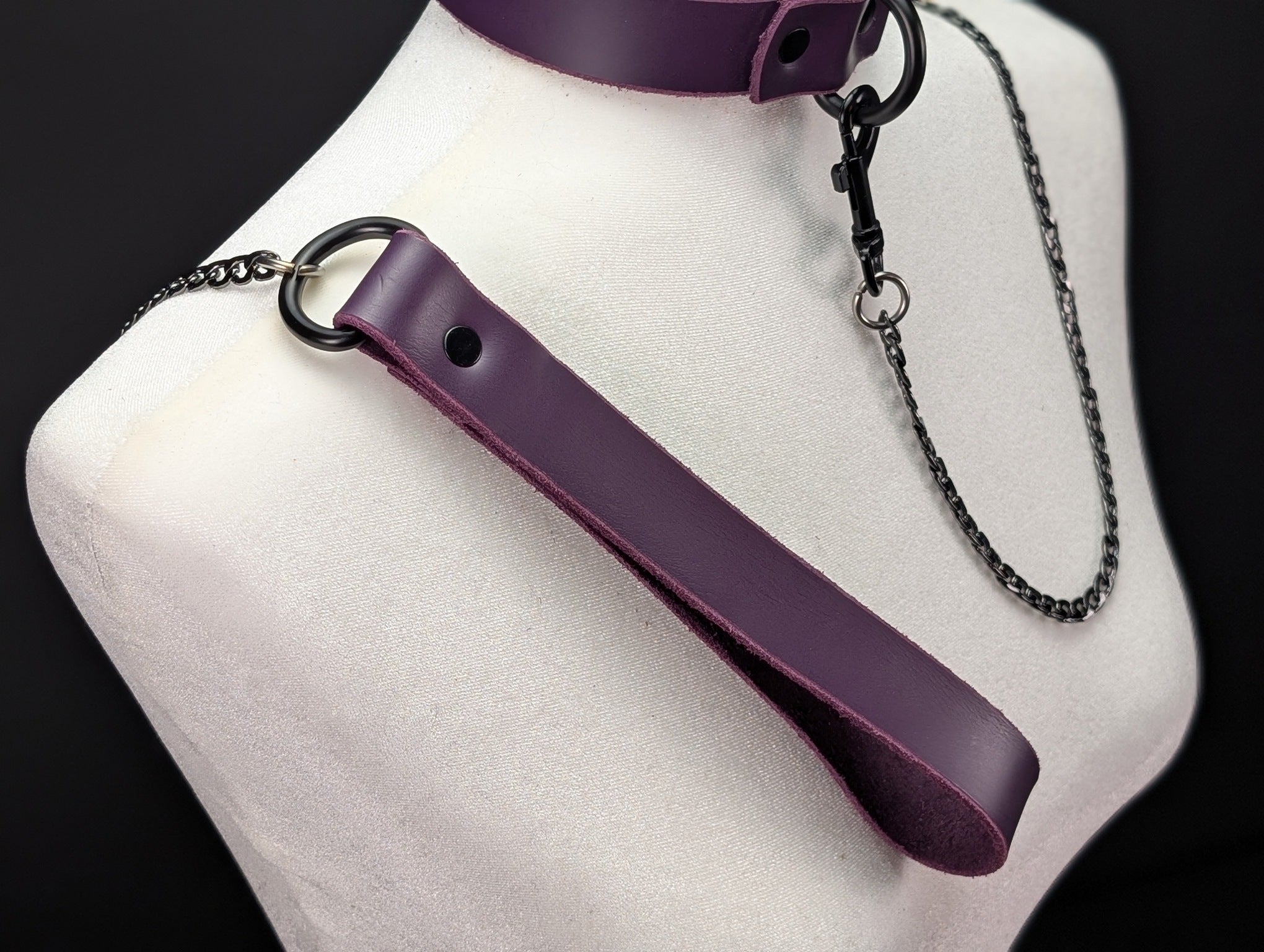Latigo Leather Handle Chain Leash