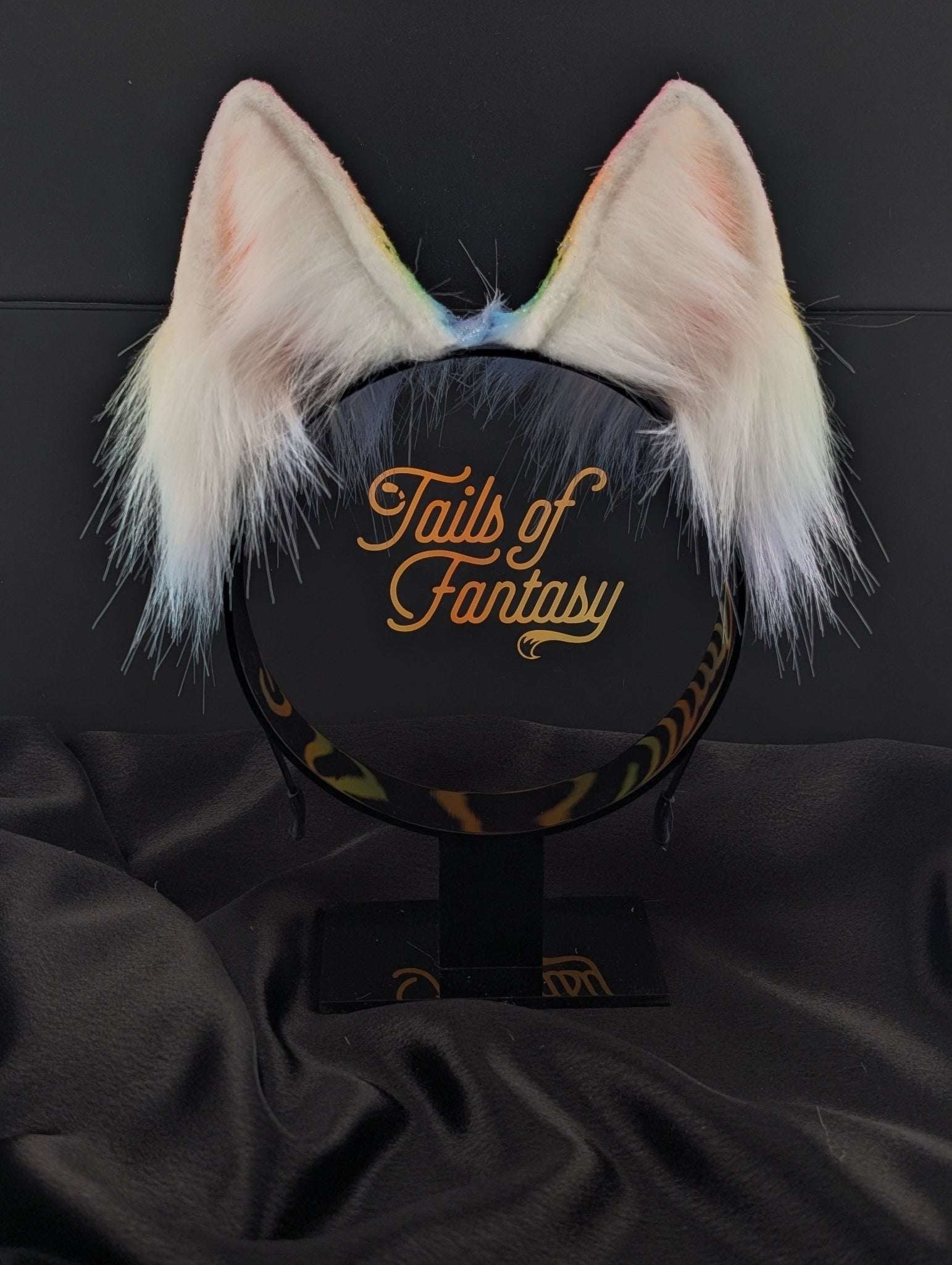 Rainbow Wolf Ears with Sparkles