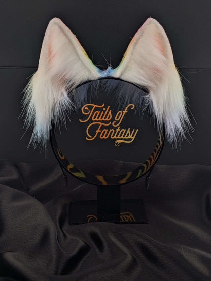 Rainbow Wolf Ears with Sparkles