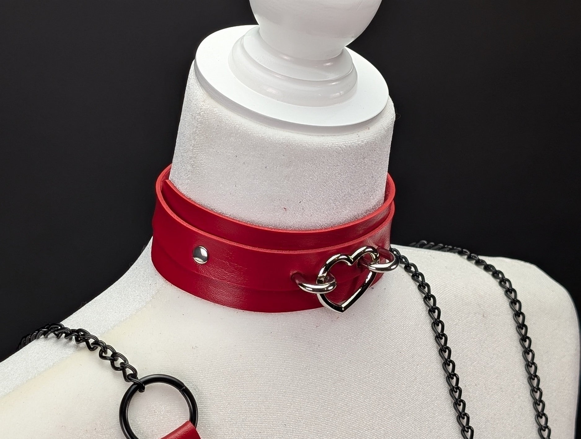 Faux Leather Heart Collar