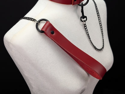 Latigo Leather Handle Chain Leash