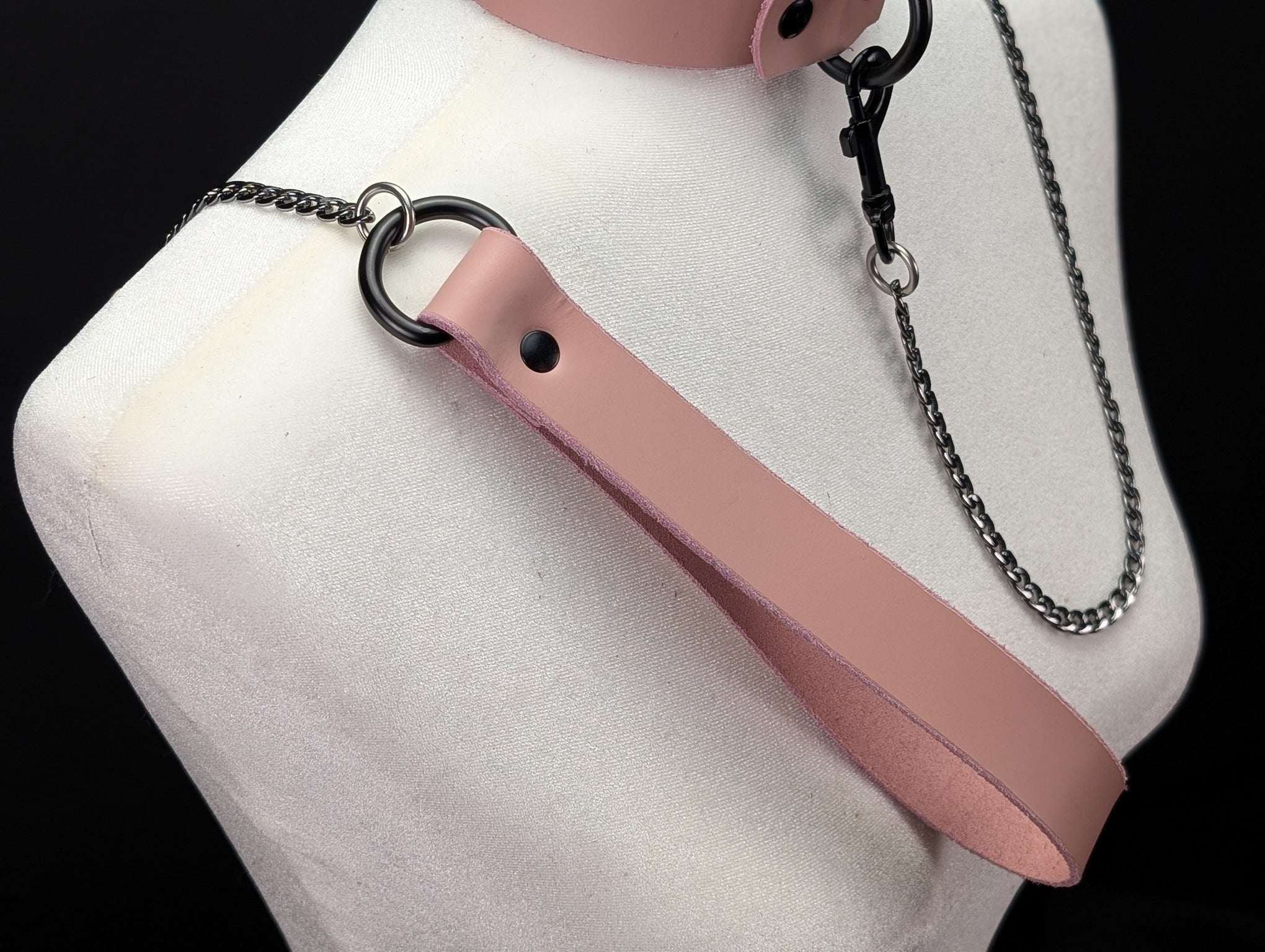 Latigo Leather Handle Chain Leash