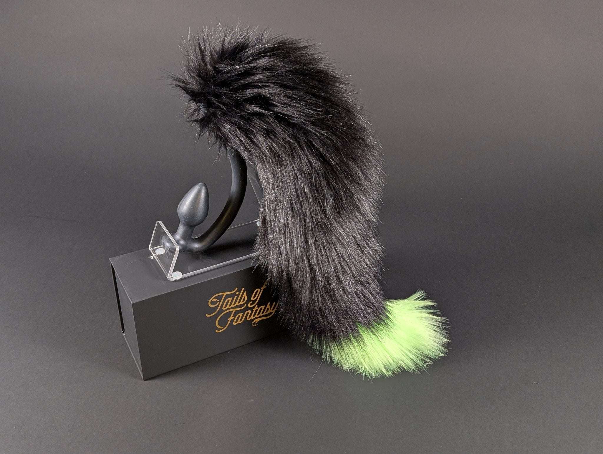 Black and Lime Green Fox Tail