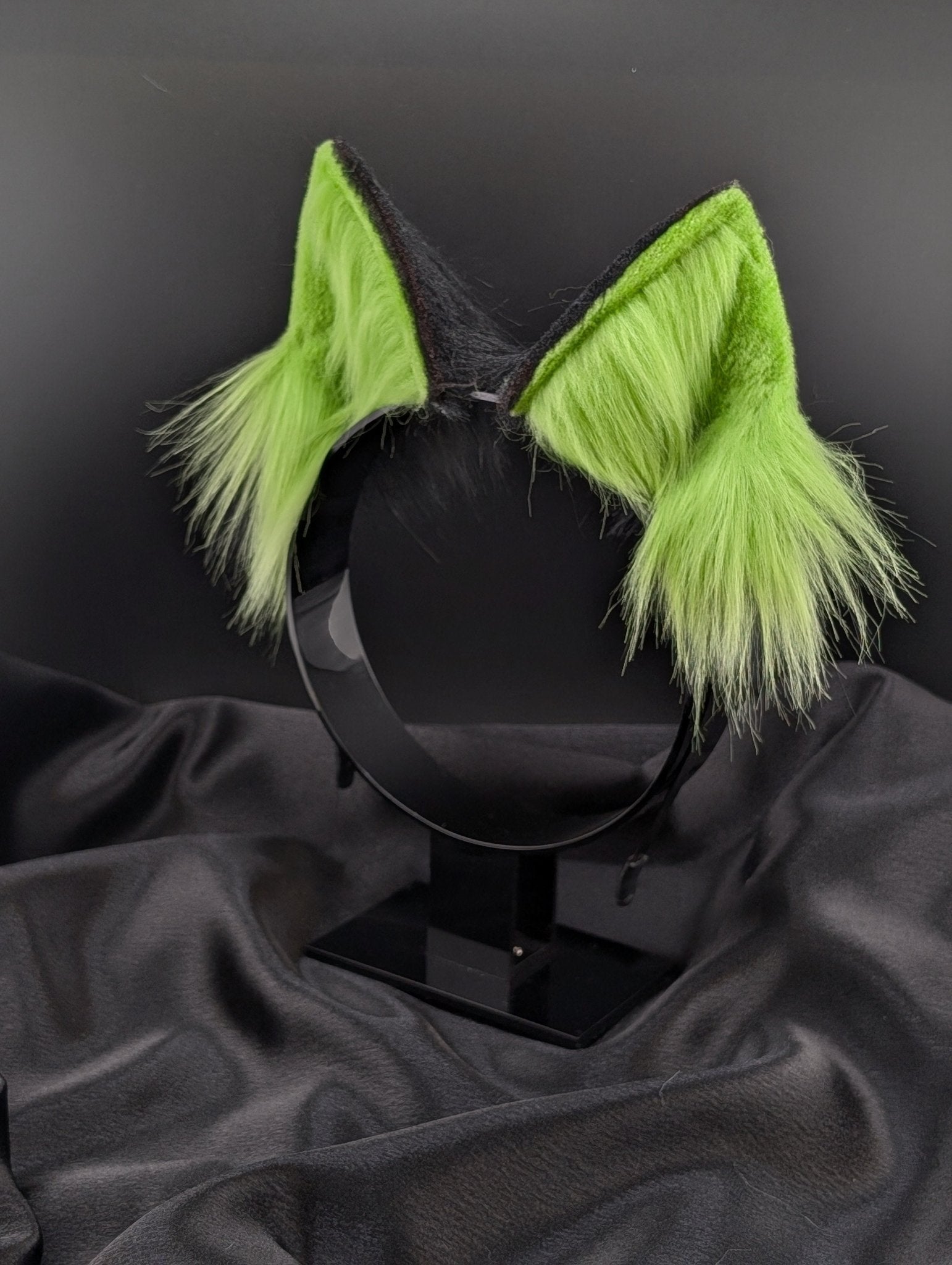 Black and Lime Green Fox Ears