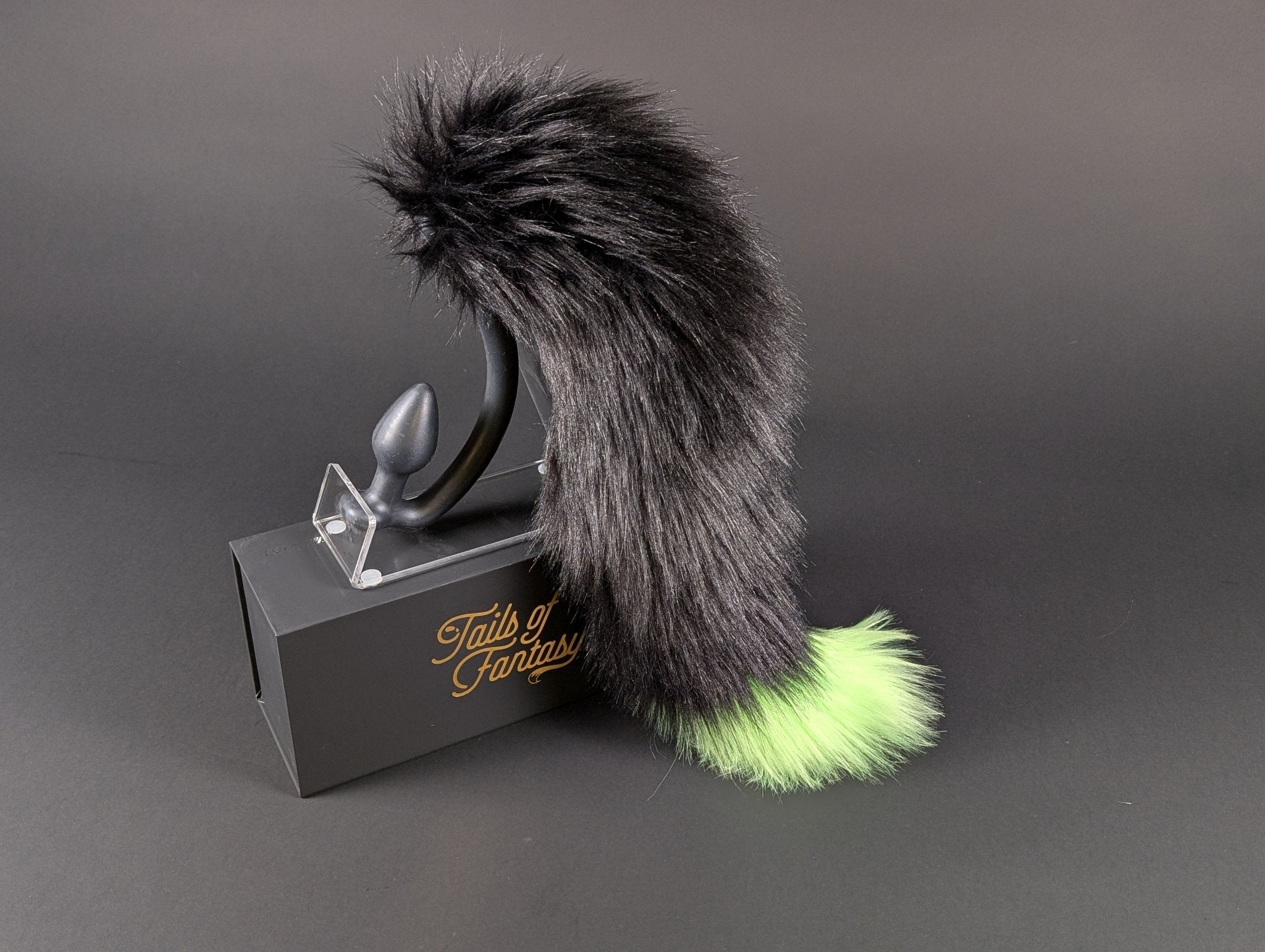 Black and Lime Green Fox Tail
