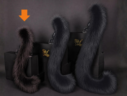 Tails of Fantasy Black Panther Tail body-safe silicone butt plug featuring a unique upright support design - (small plug) studio display of the Black Panther Tail.
