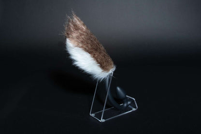 deer-tail deer tail butt plug with realistic faux fur tail and raised tail design