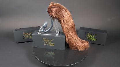 brown-retriever-tail with realistic faux fur tail and raised tail design