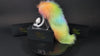 rainbow-wolf-tail wolf tail butt plug with realistic faux fur tail and raised tail design