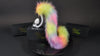 rainbow-cat-tail cat tail butt plug with realistic faux fur tail and raised tail design