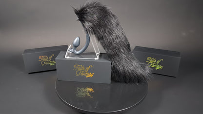 black-lab-tail in black with realistic faux fur tail and raised tail design