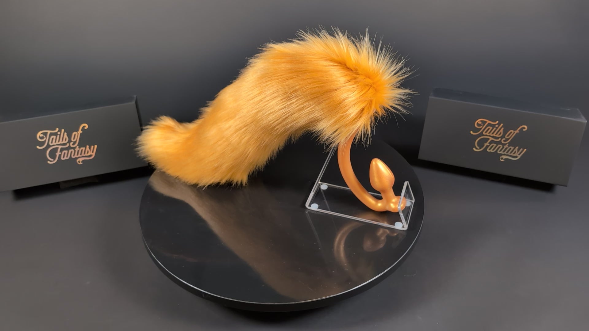 golden-retriever-tail with realistic faux fur tail and raised tail design