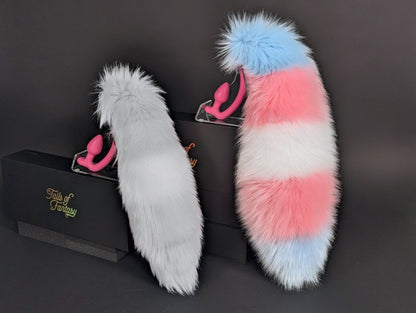 Cotton Candy Trans Raccoon Tail