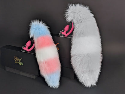 Cotton Candy Trans Raccoon Tail
