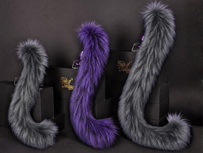 Tails of Fantasy Twilight Cat Tail body-safe silicone butt plug featuring a unique upright support design - (medium plug) studio display of the Twilight Cat Tail.