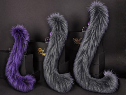 Tails of Fantasy Twilight Cat Tail body-safe silicone butt plug featuring a unique upright support design - (small plug) studio display of the Twilight Cat Tail.